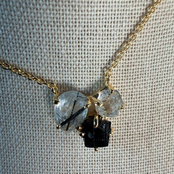 Terminated Quartz Sri Lanka, Raw Tourmaline & Herkimer Diamond Necklace - Picture 4 of 6